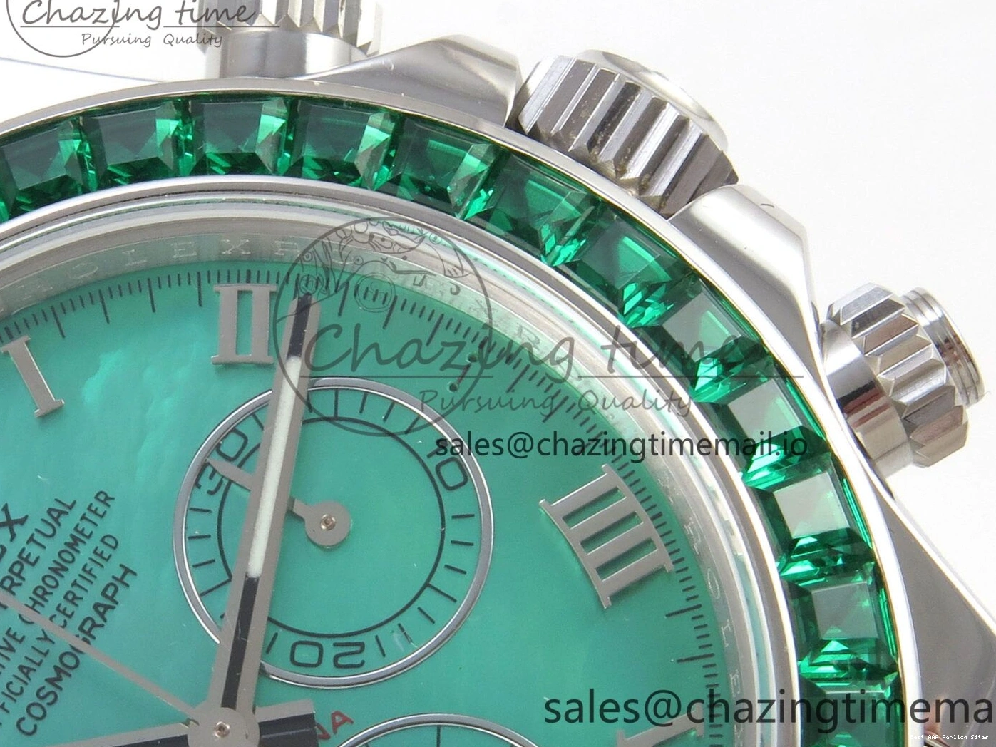 Good Copy Rolex Watches Diamonds Green MPF 40mm Bezel Green Leather 326 Custom Strap Dial FreshLook Modded Daytona on SA 0110